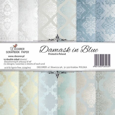 Sada papírů Damask in Blue 20x20 (Decorer)