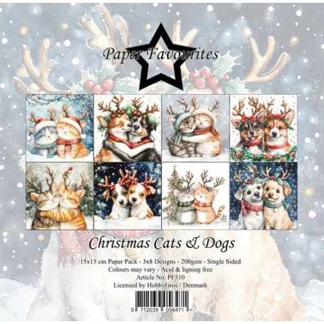 Sada papírů 15x15 Christmas Cats & Dogs (PF)