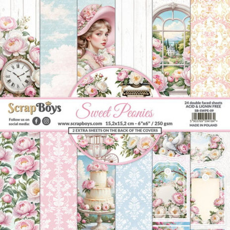 Sada papírů Sweet Peonies 15,2x15,2 (ScrapBoys)